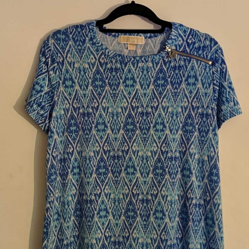 Michael kors blue batik print dress sz size XL
